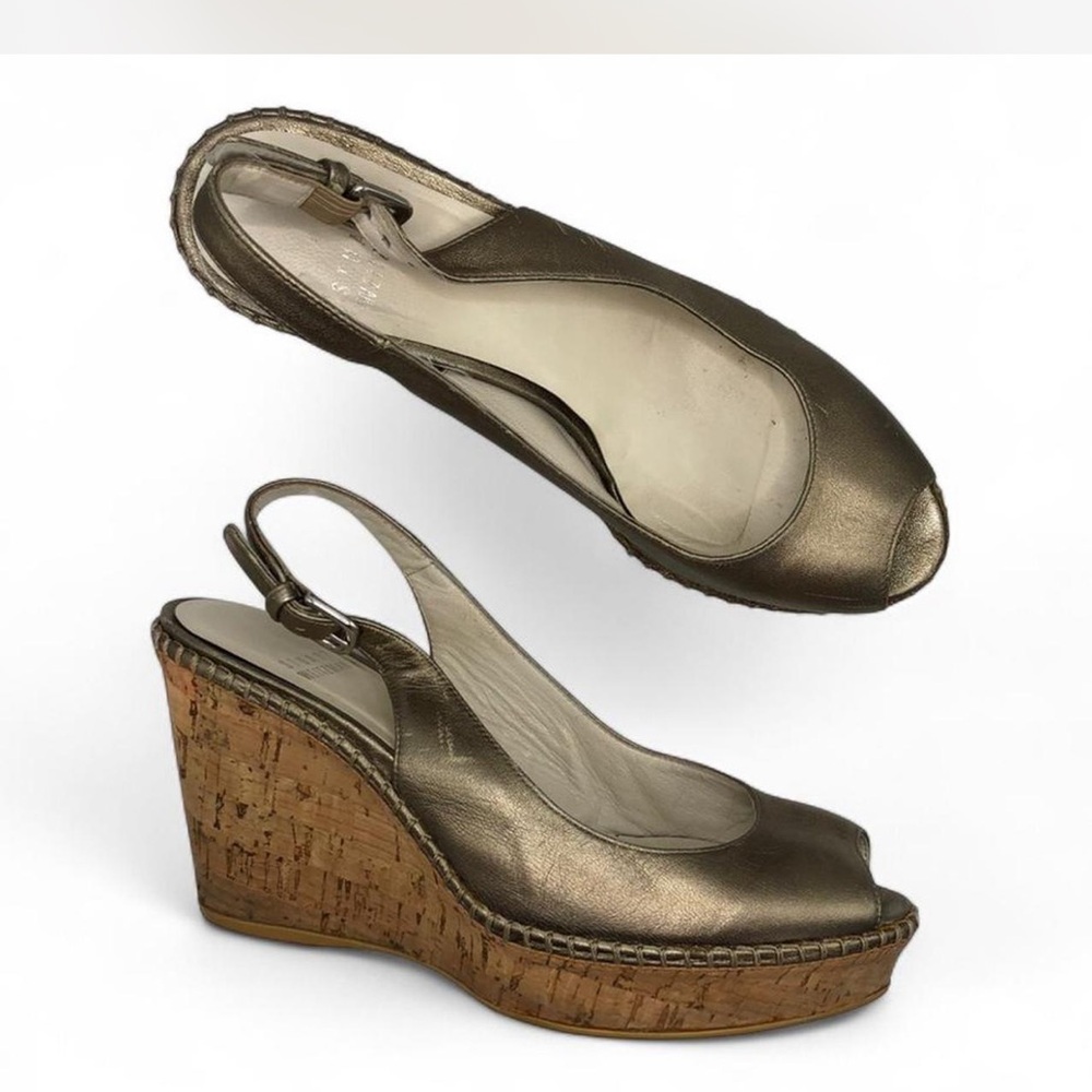 Stuart Weitzman Women's Leather Wedge Sandals